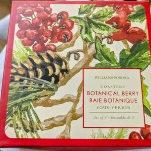 Williams Sonoma Botanical Berry Coasters - Red and Green